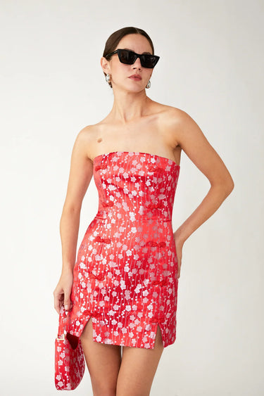 SAU LEE Jenny Strapless Mini Dress - Lucky Red / 00