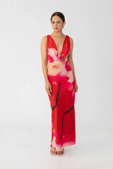 SAU LEE Katya Maxi Dress - Red Multi / 00