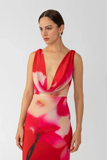 SAU LEE Katya Maxi Dress - Red Multi / 00