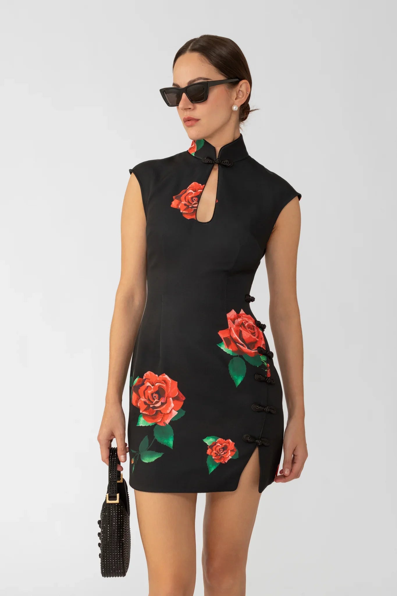 SAU LEE Raya Rosa Mini Dress - Black Multi / 00
