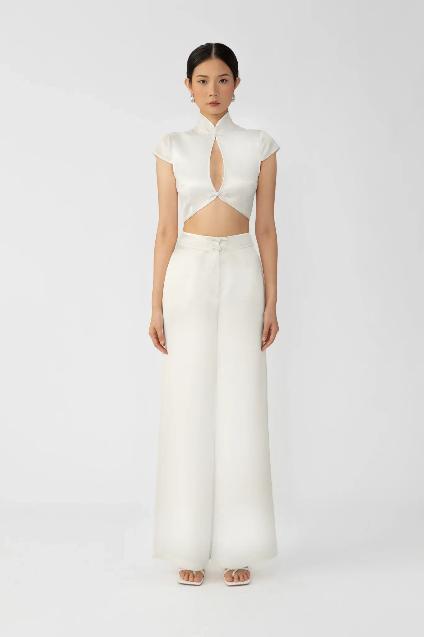 SAU LEE Padma Satin Pant - Ivory / 00
