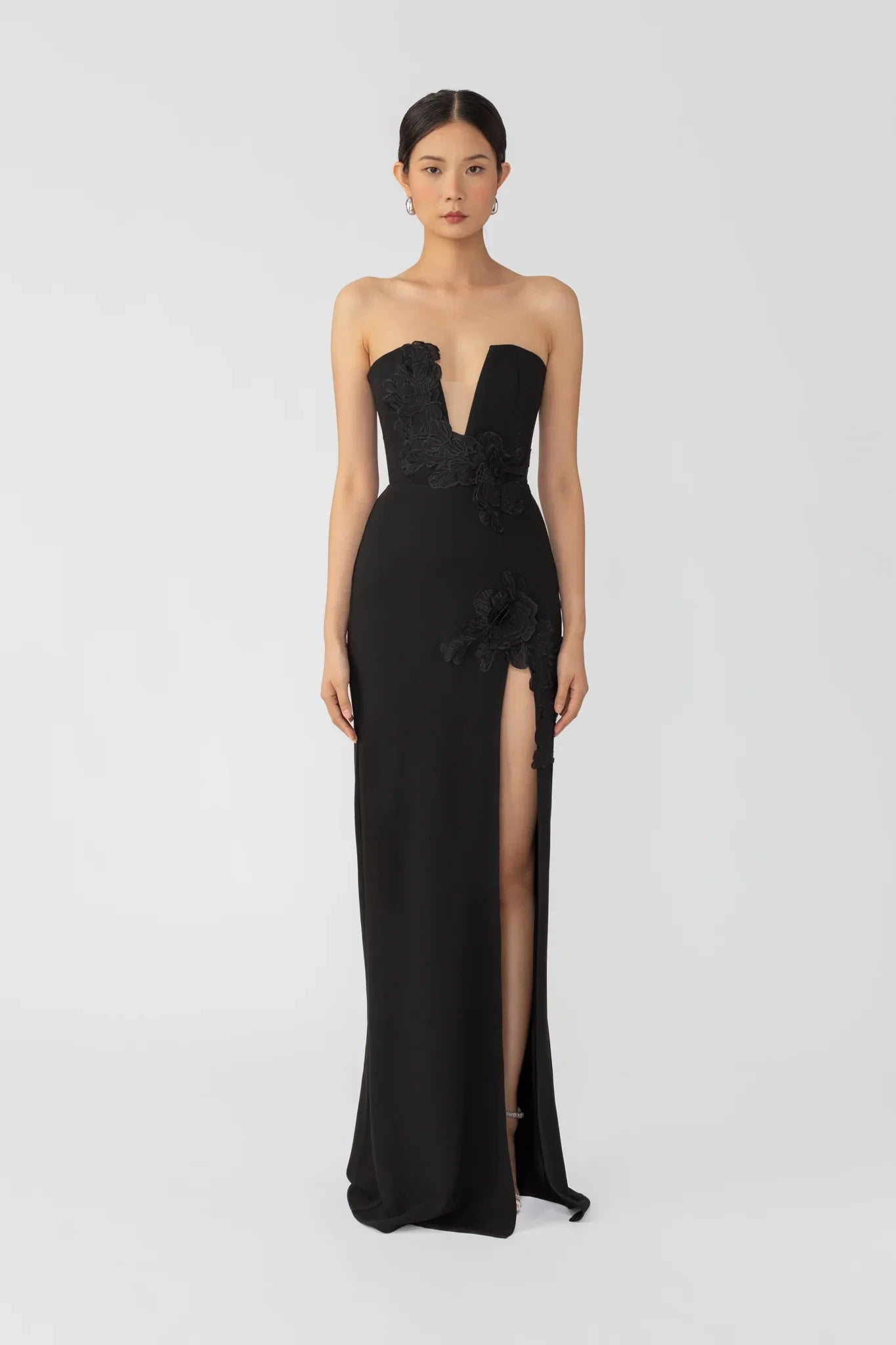 SAU LEE Flora Strapless Gown - Black / 00