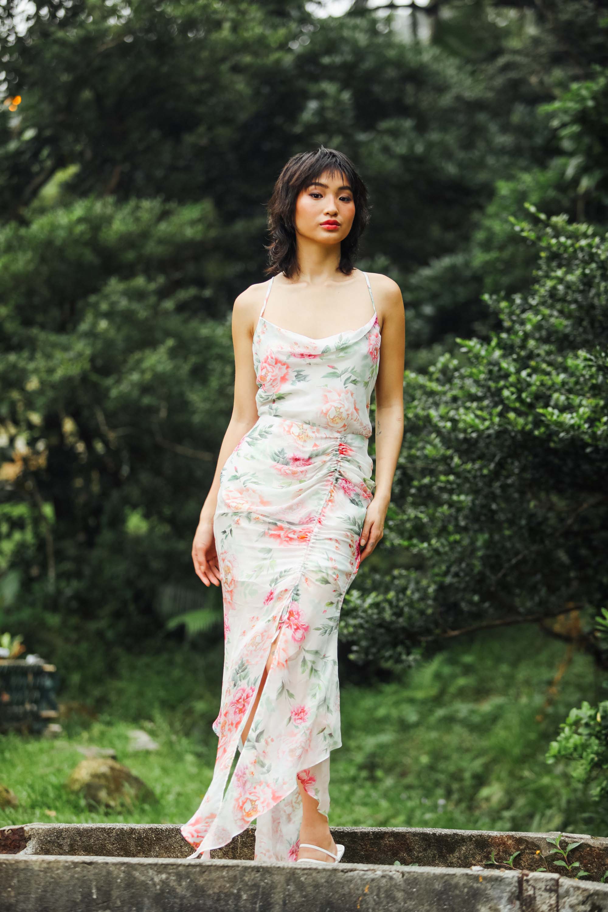 Freida Silk Chiffon Midi Dress-SAU LEE