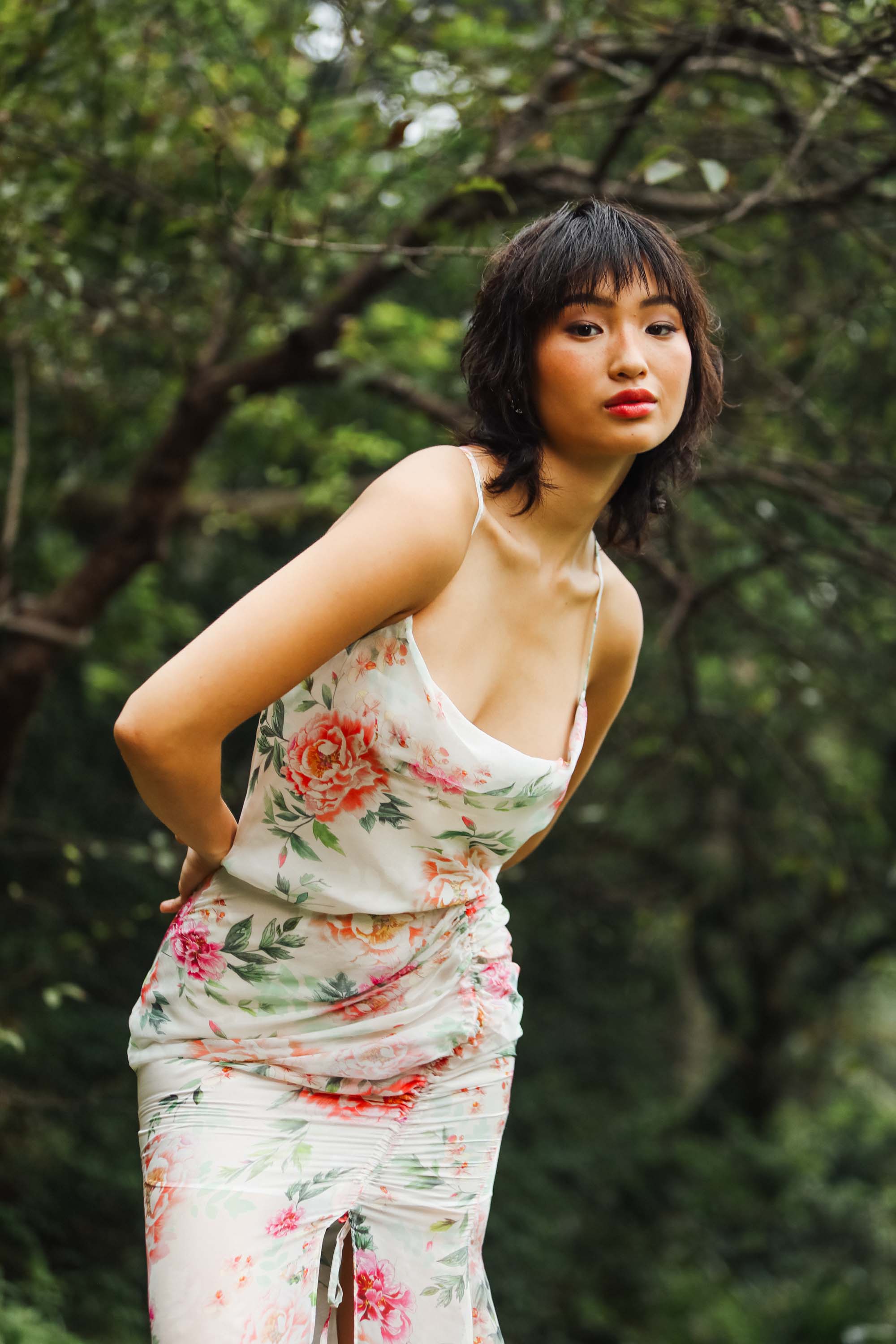 Freida Silk Chiffon Midi Dress-SAU LEE