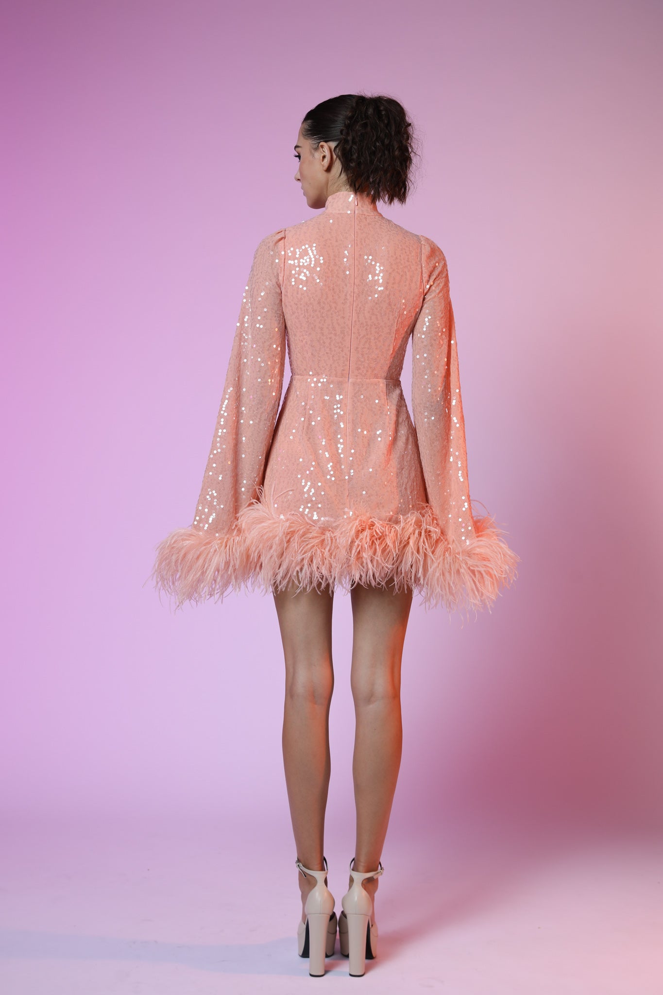 Bianca Mini Dress - SAU LEE #color_peach