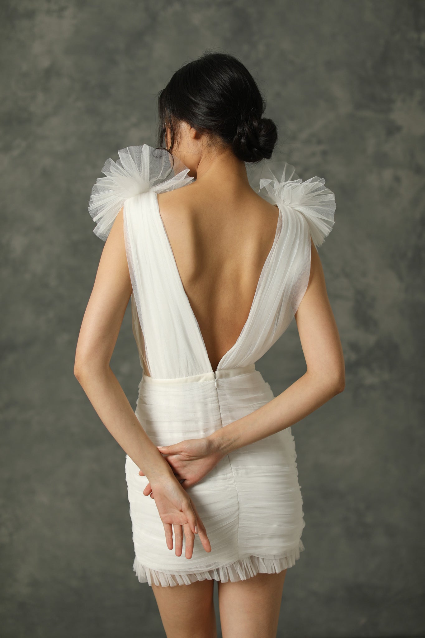 Harlie Tulle Mini Dress -SAU LEE #color_ivory