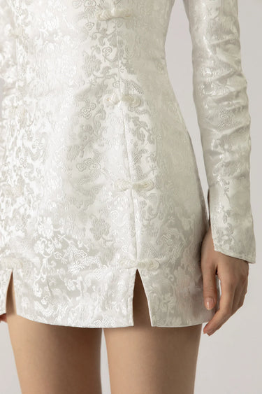 SAU LEE Jen Chinese Jacquard Mini Dress - White / 00