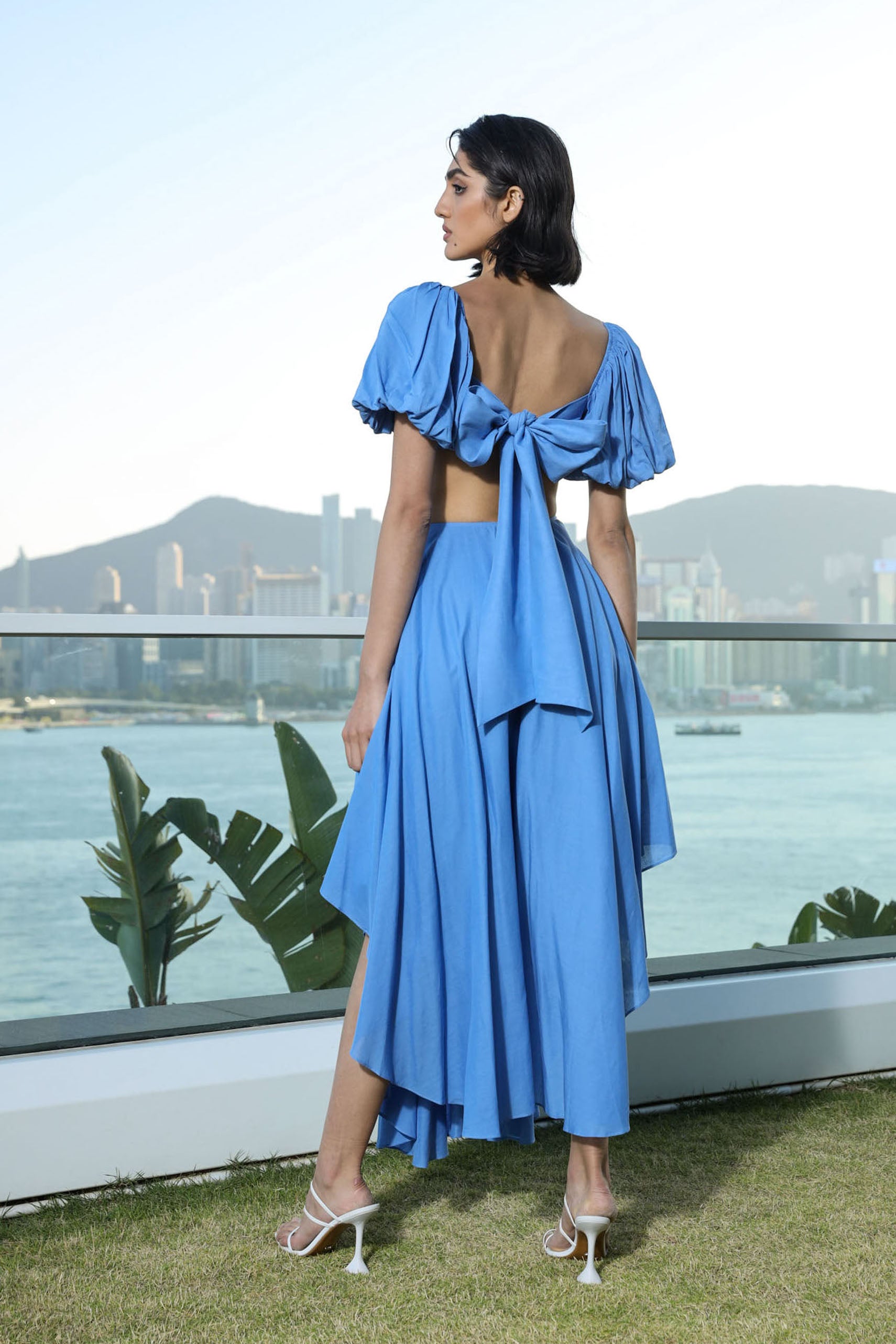 Lottie Cropped Top - Blue - SAU LEE#color_cornflower-blue