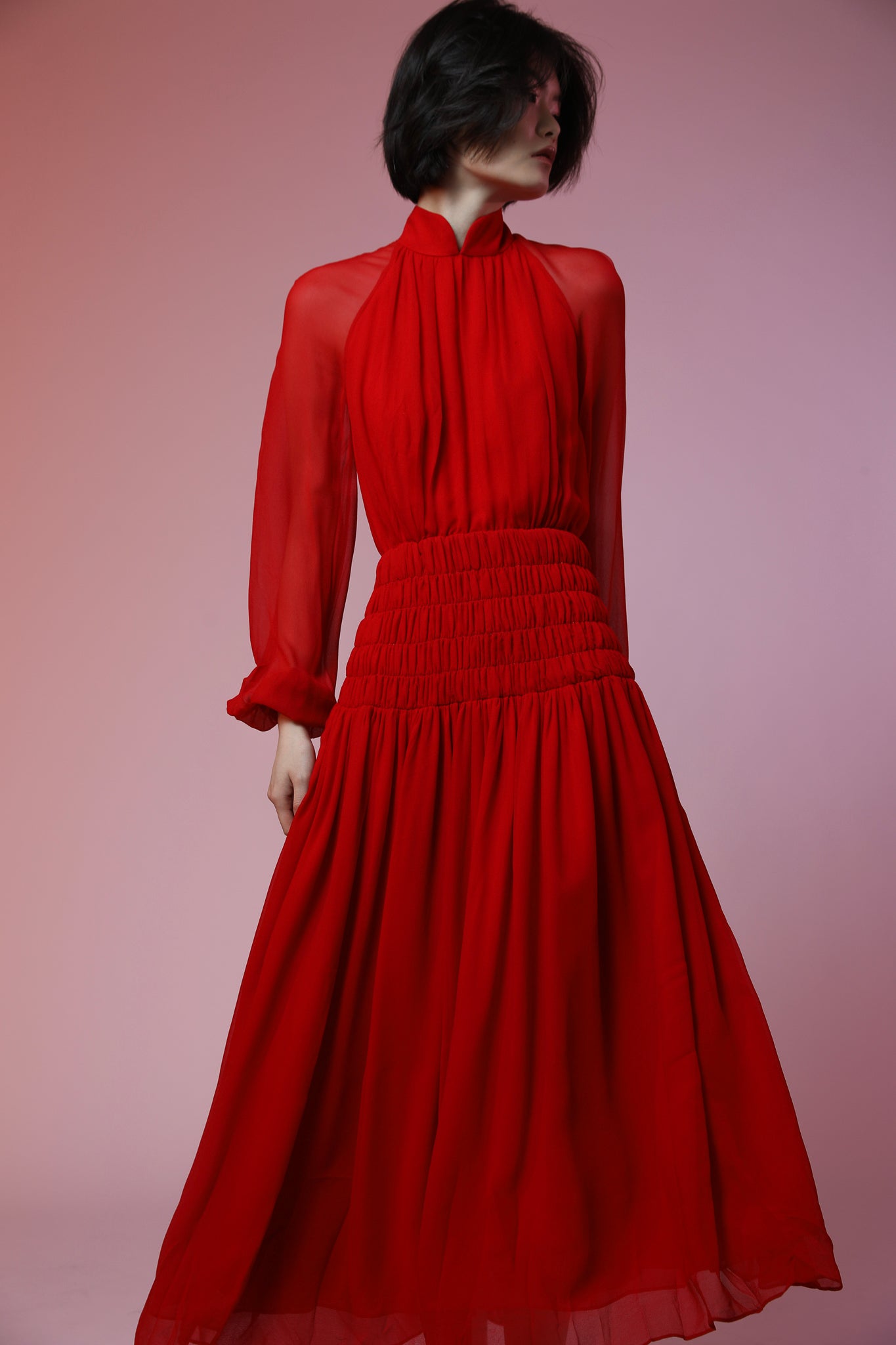 Renata Silk Chiffon Midi Dress - SAU LEE