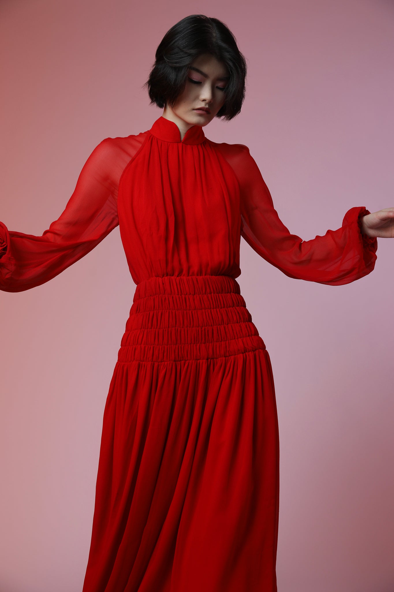 Renata Silk Chiffon Midi Dress - SAU LEE