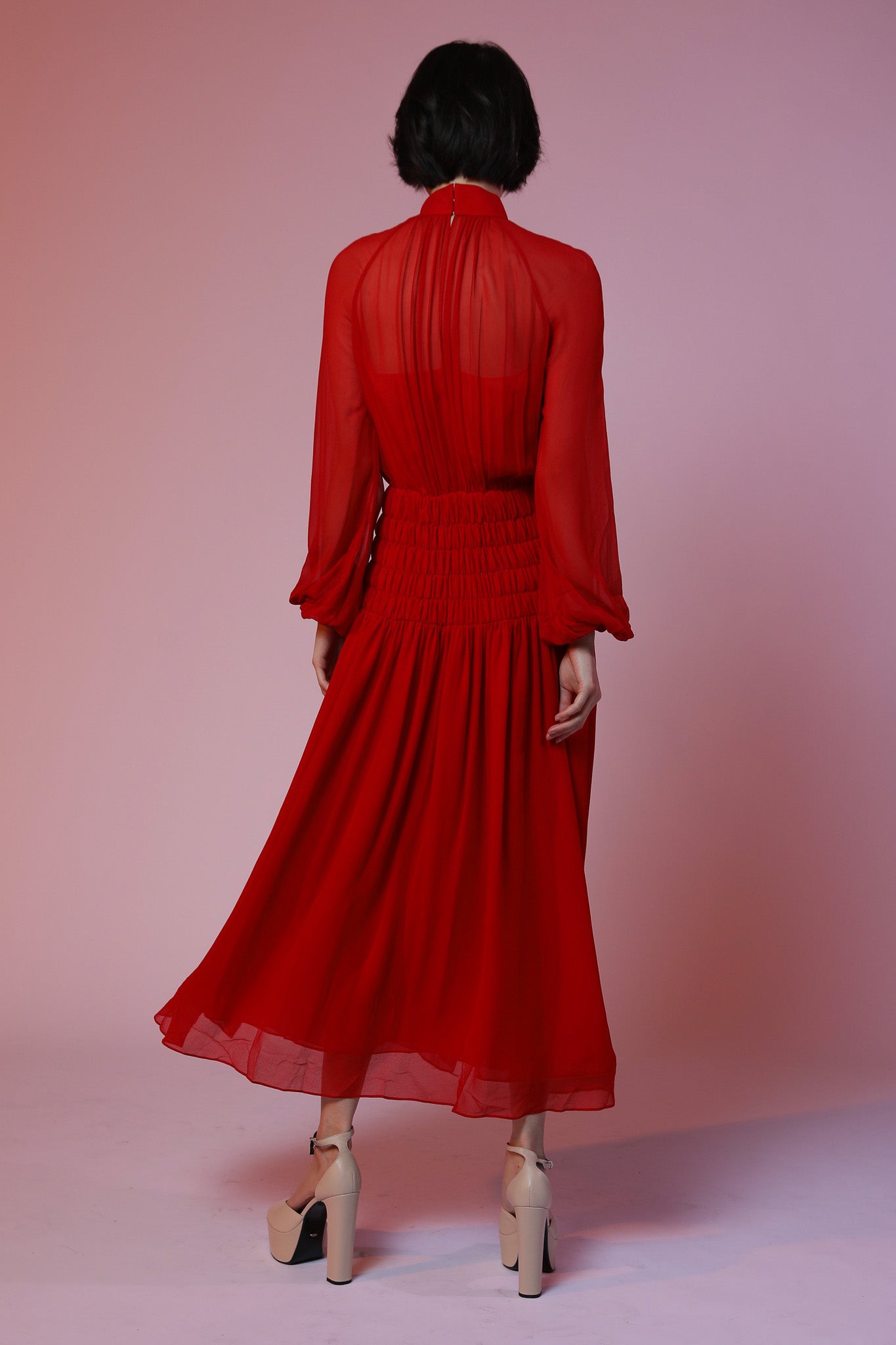 Renata Silk Chiffon Midi Dress - SAU LEE