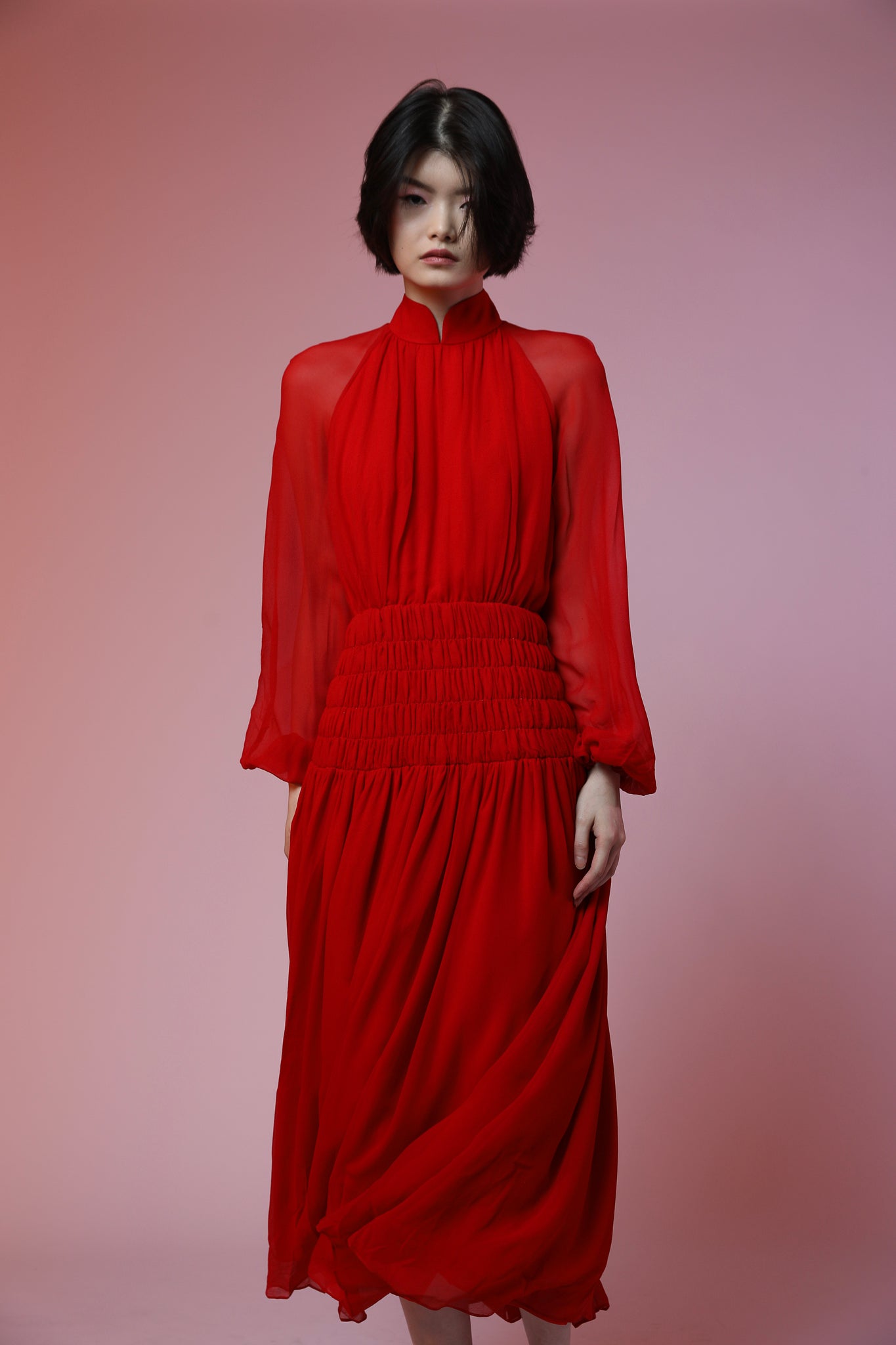 Renata Silk Chiffon Midi Dress - SAU LEE