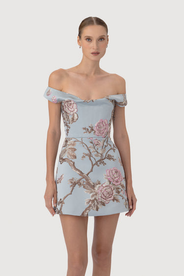 SAU LEE | Bruna Brocade Dress | Bruna Brocade Dress - Blue Ash / 00