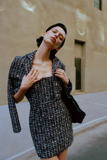 SAU LEE Alicia Tweed Mini Dress - Black Multi / 00