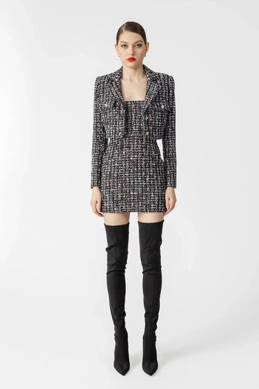 SAU LEE Alicia Tweed Blazer - Black Multi / 00