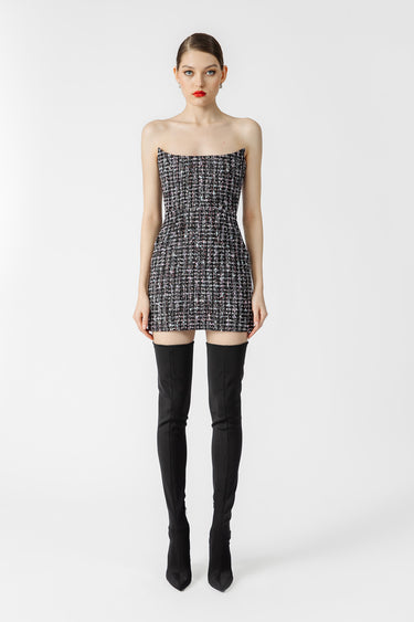 SAU LEE Alicia Tweed Mini Dress - Black Multi / 00