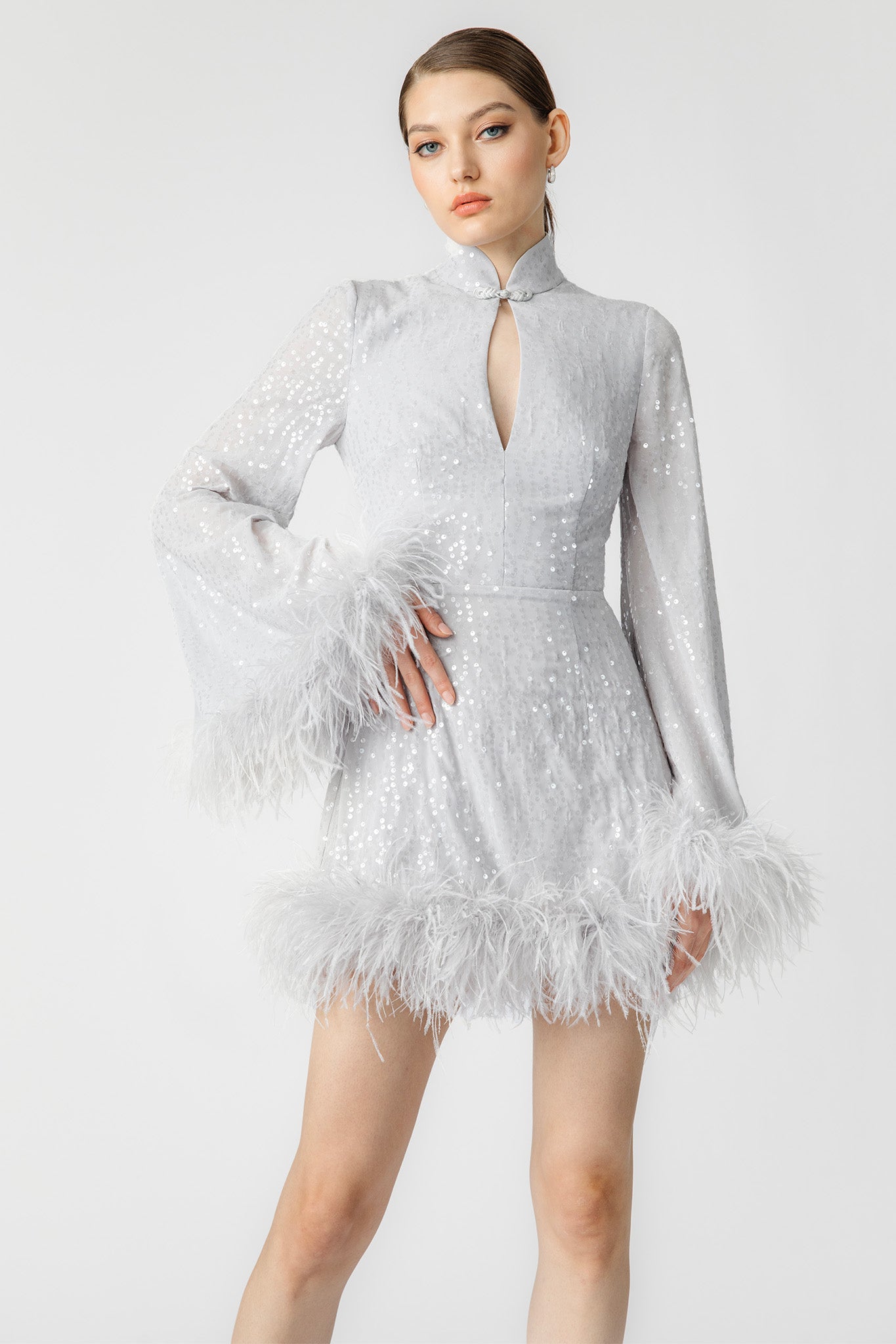 SAU LEE Bianca Mini Dress - Silver / 00