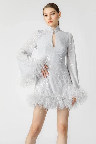 SAU LEE Bianca Mini Dress - Silver / 00