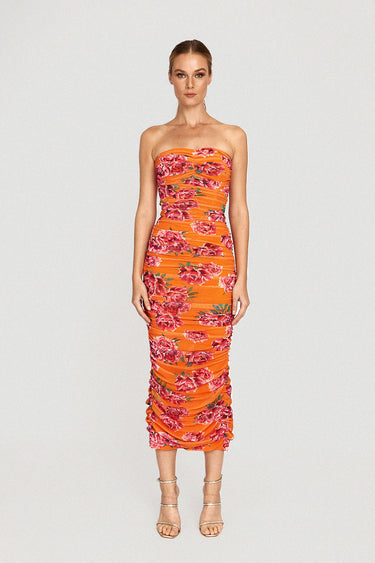 Farrah Ruched Midi Dress-SAU LEE
