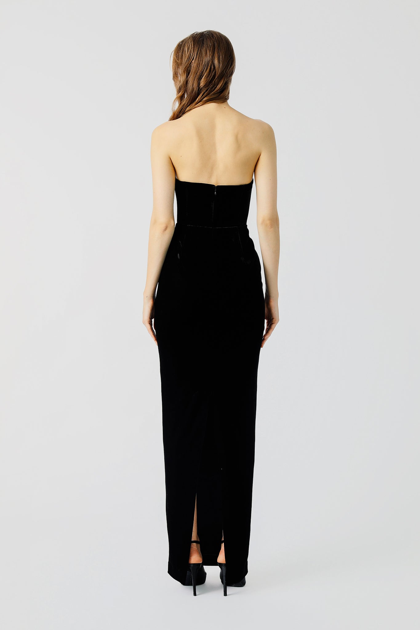 SAU LEE Amora Strapless Velvet Dress - Black / 00
