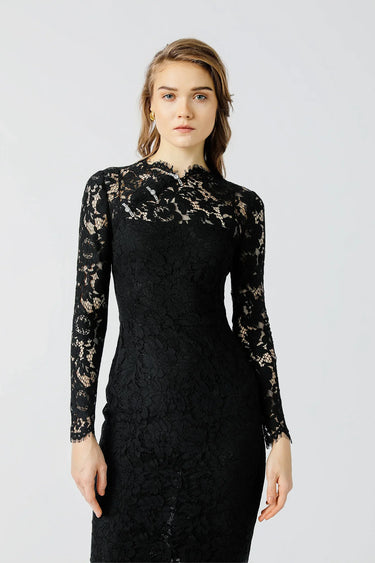 SAU LEE Maxine Lace Dress - Black / 00