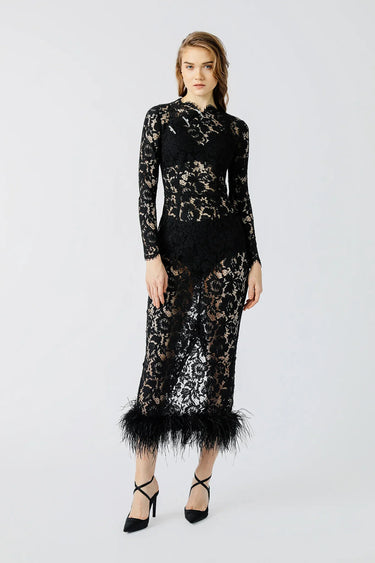 SAU LEE Maxine Lace Dress - Black / 00