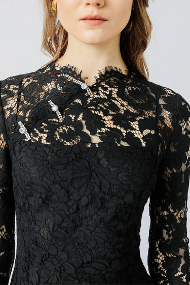 SAU LEE Maxine Lace Dress - Black / 00