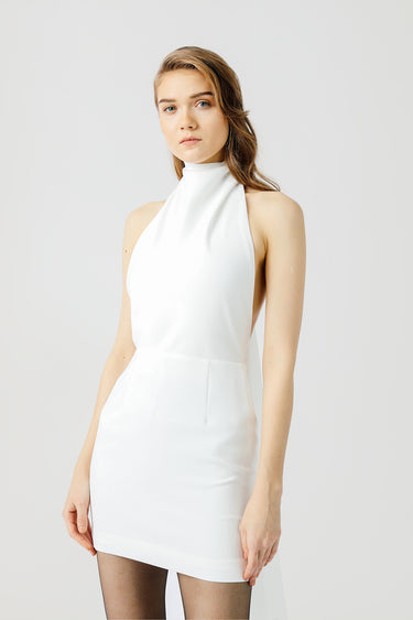 SAU LEE Patsy Backless Mini Dress - Ivory / 00