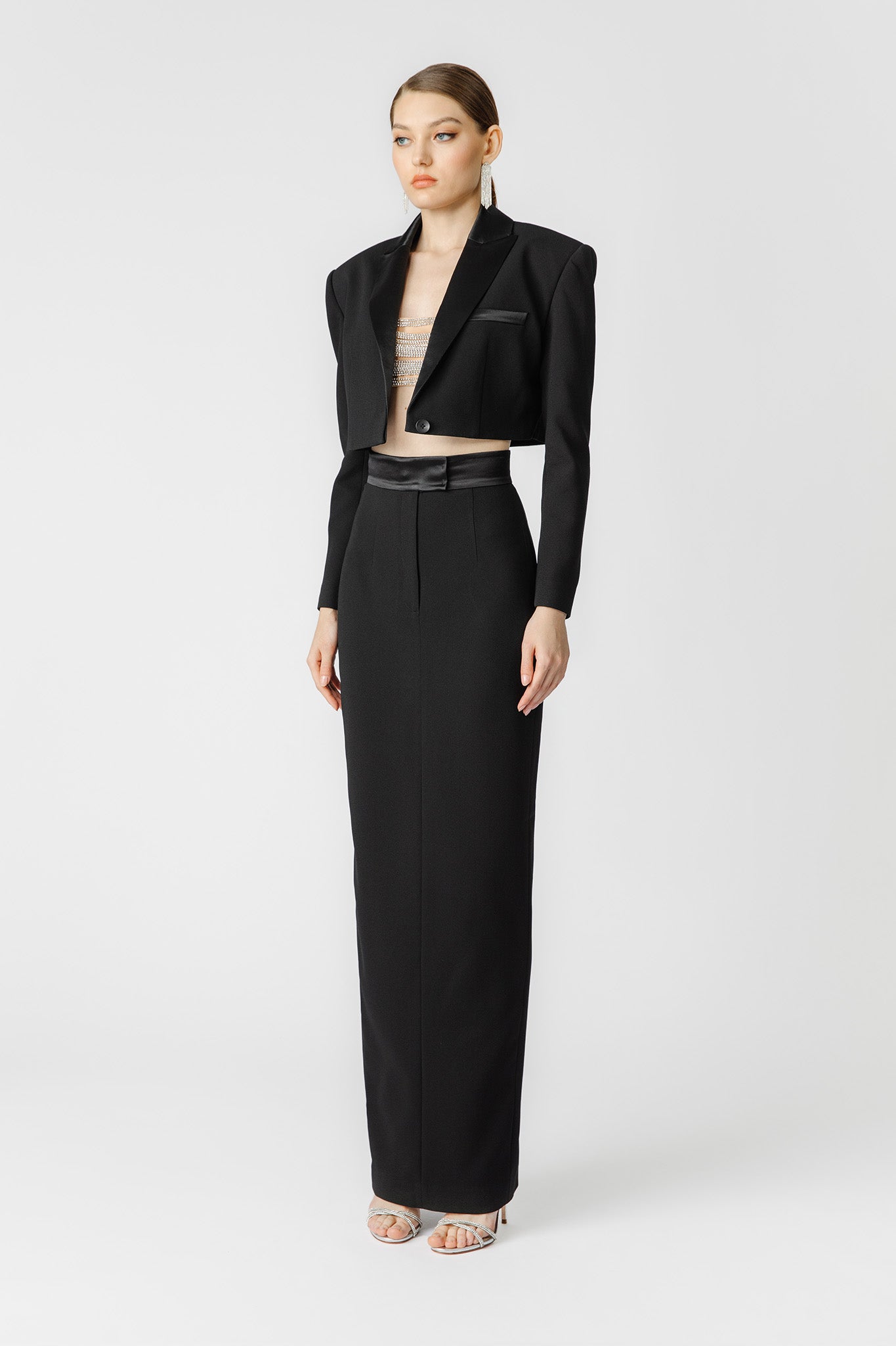 SAU LEE Indya Cropped Blazer - Black / 00