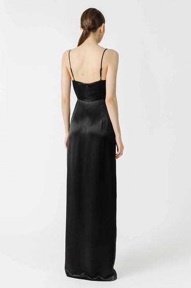 SAU LEE Isobel Satin Gown - Black / 00