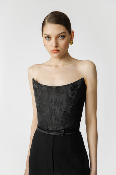 SAU LEE Josie Jacquard Top - Black / 00