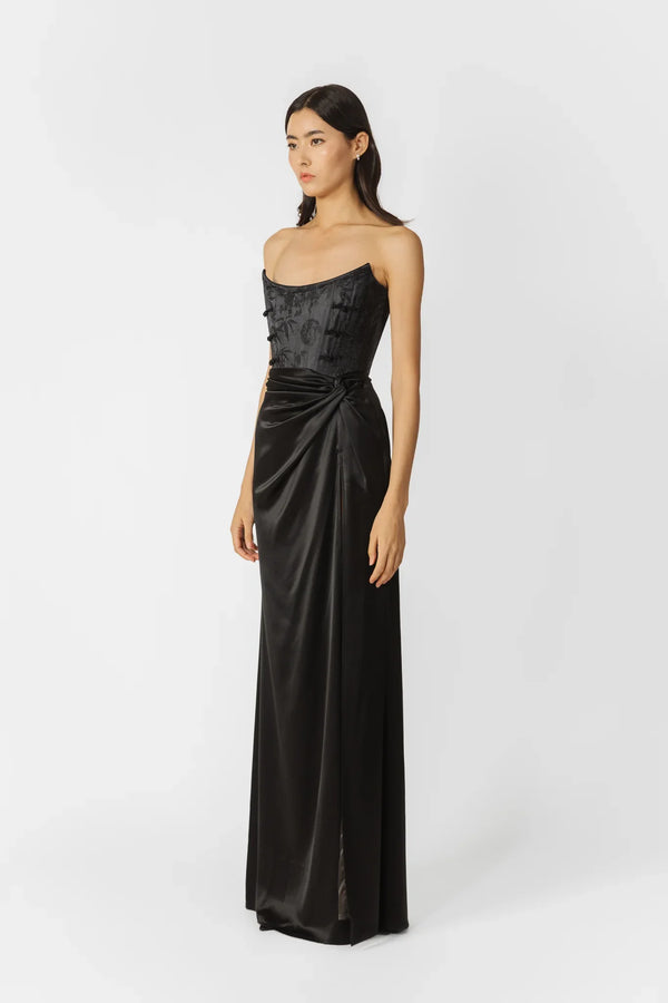 Julia Embellished Pleated Maxi Gown (Sage)
