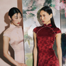 SAU LEE | Ren Satin Jacquard Dress | Ren Satin Jacquard Dress - Red Sangria / 00