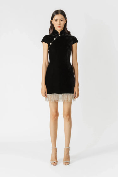 SAU LEE Margaux Velvet Mini Dress - Black / 00