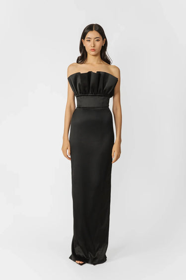 SAU LEE Noah Strapless Satin Gown - Black / 00