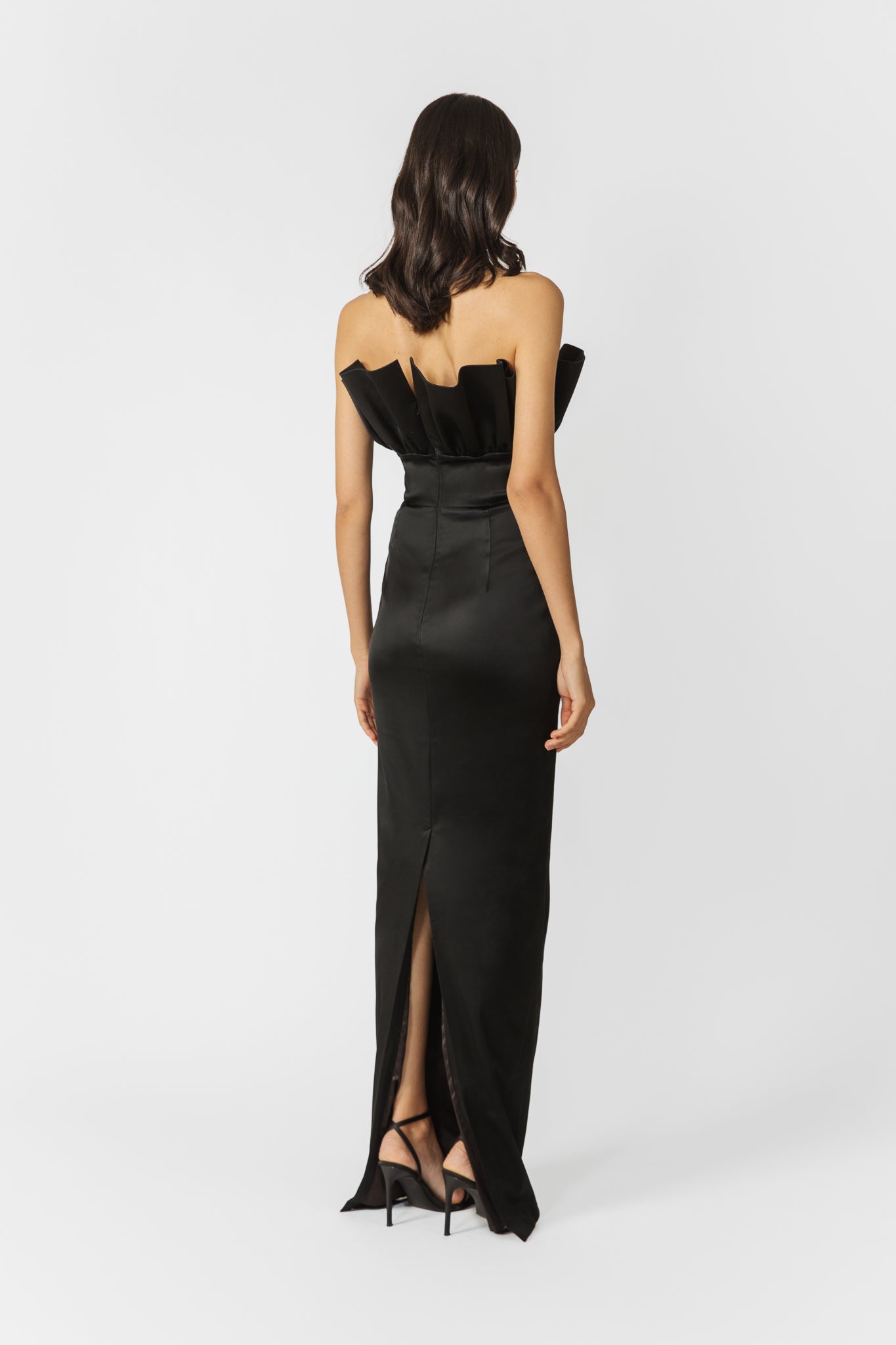 SAU LEE Noah Strapless Satin Gown - Black / 00