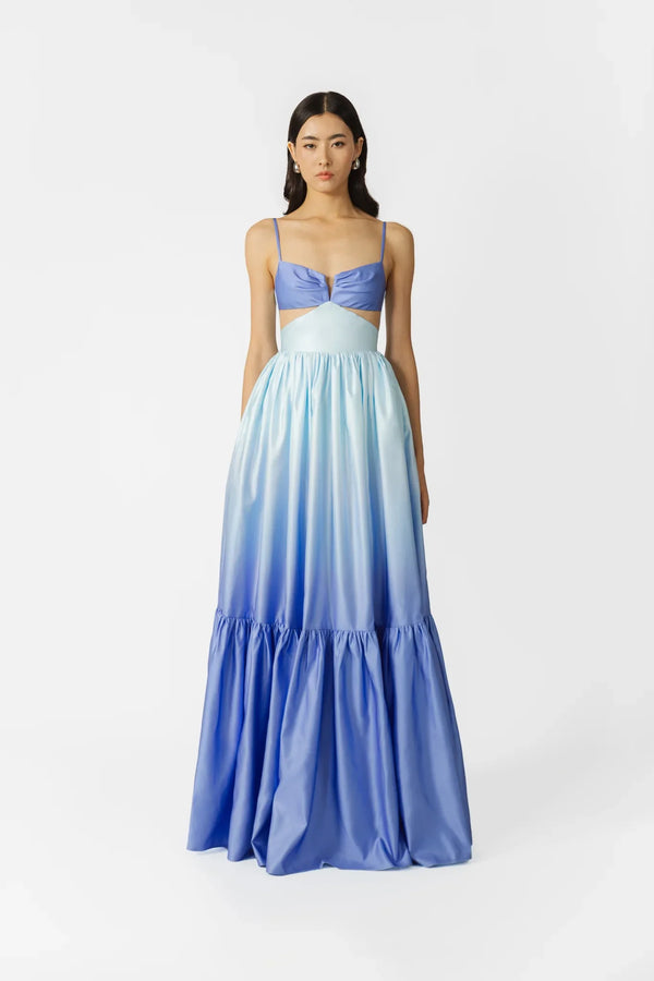 SAU LEE Nova Satin Gown, Blue Ombre / 0