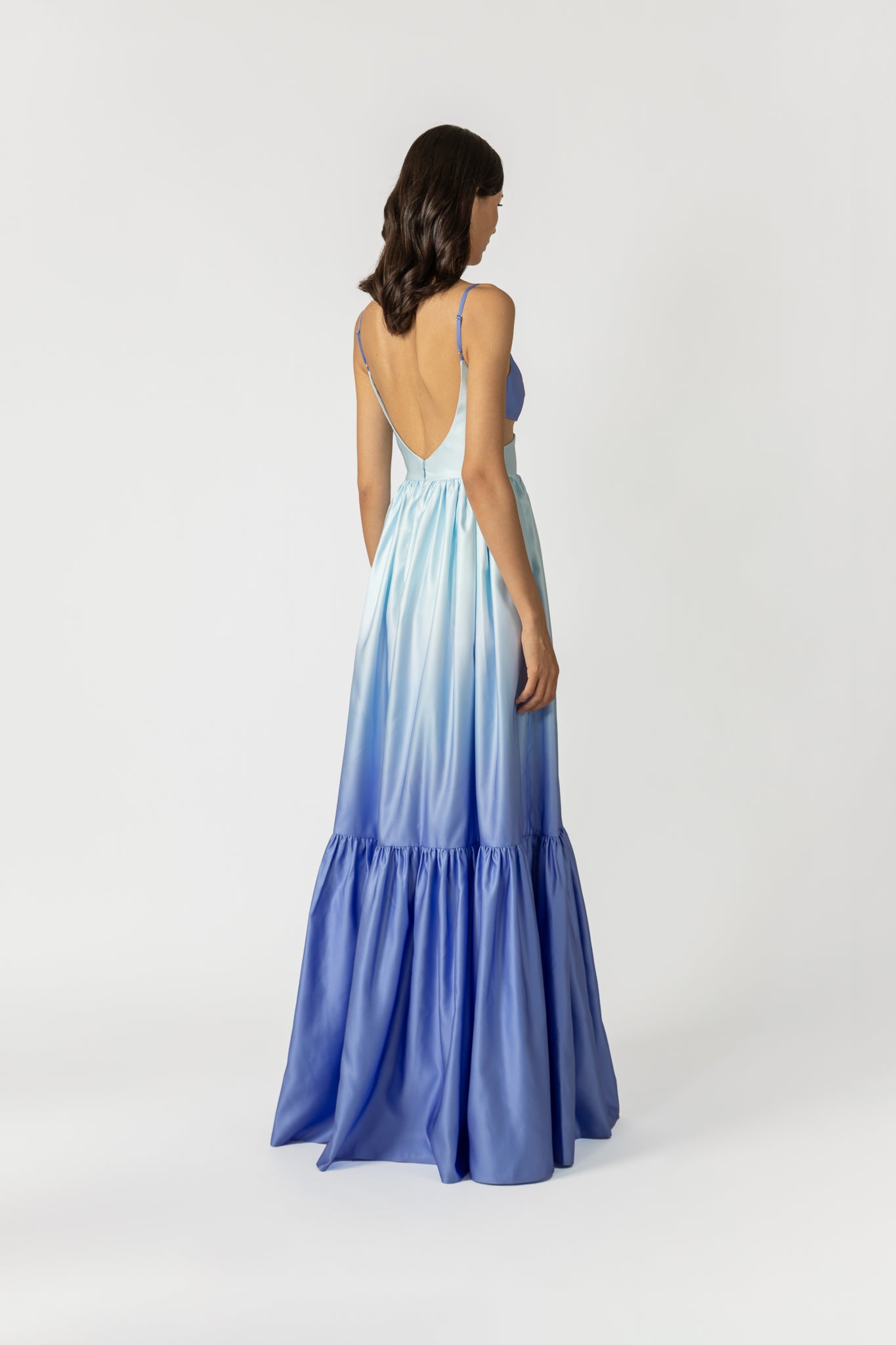 SAU LEE Nova Satin Gown - Blue Ombre / 00