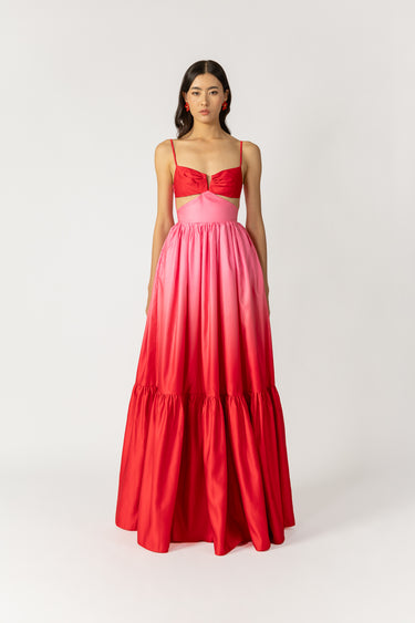 Nova Ombre Satin Cut-out Gown SAU LEE Nova Ombre Satin Cut-out Gown SAU LEE