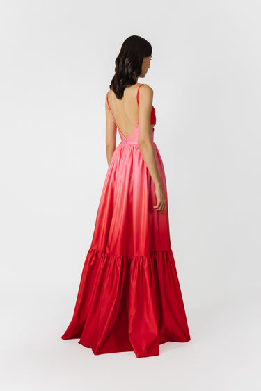 SAU LEE Nova Satin Gown - Pink Ombre / 00