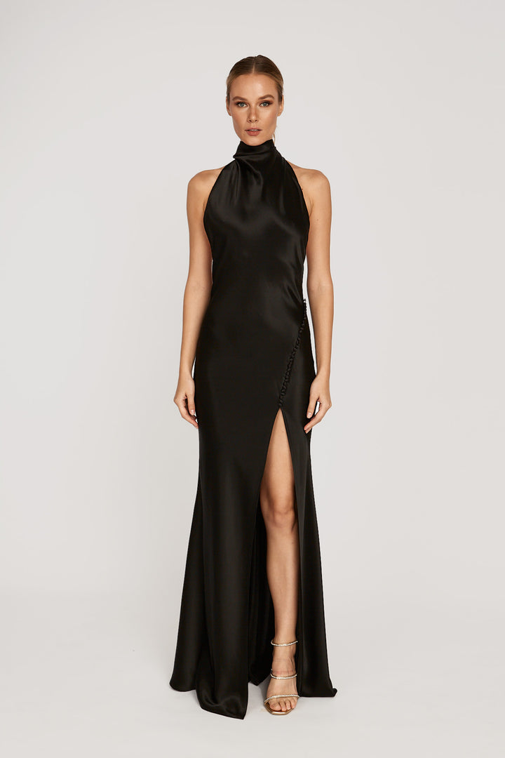 Penelope Satin Gown - Black - SAU LEE#color_black
