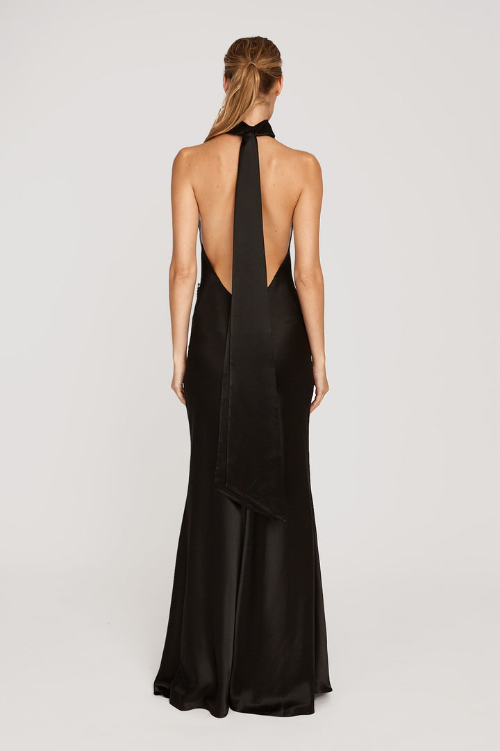 Penelope Satin Gown - Black - SAU LEE#color_black