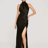 SAU LEE Penelope Backless Satin Gown - Black / 00