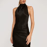 SAU LEE Penny Backless Satin Mini Dress - Black / 00