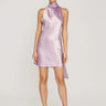 SAU LEE Penny Backless Satin Mini Dress - Lavender / 00