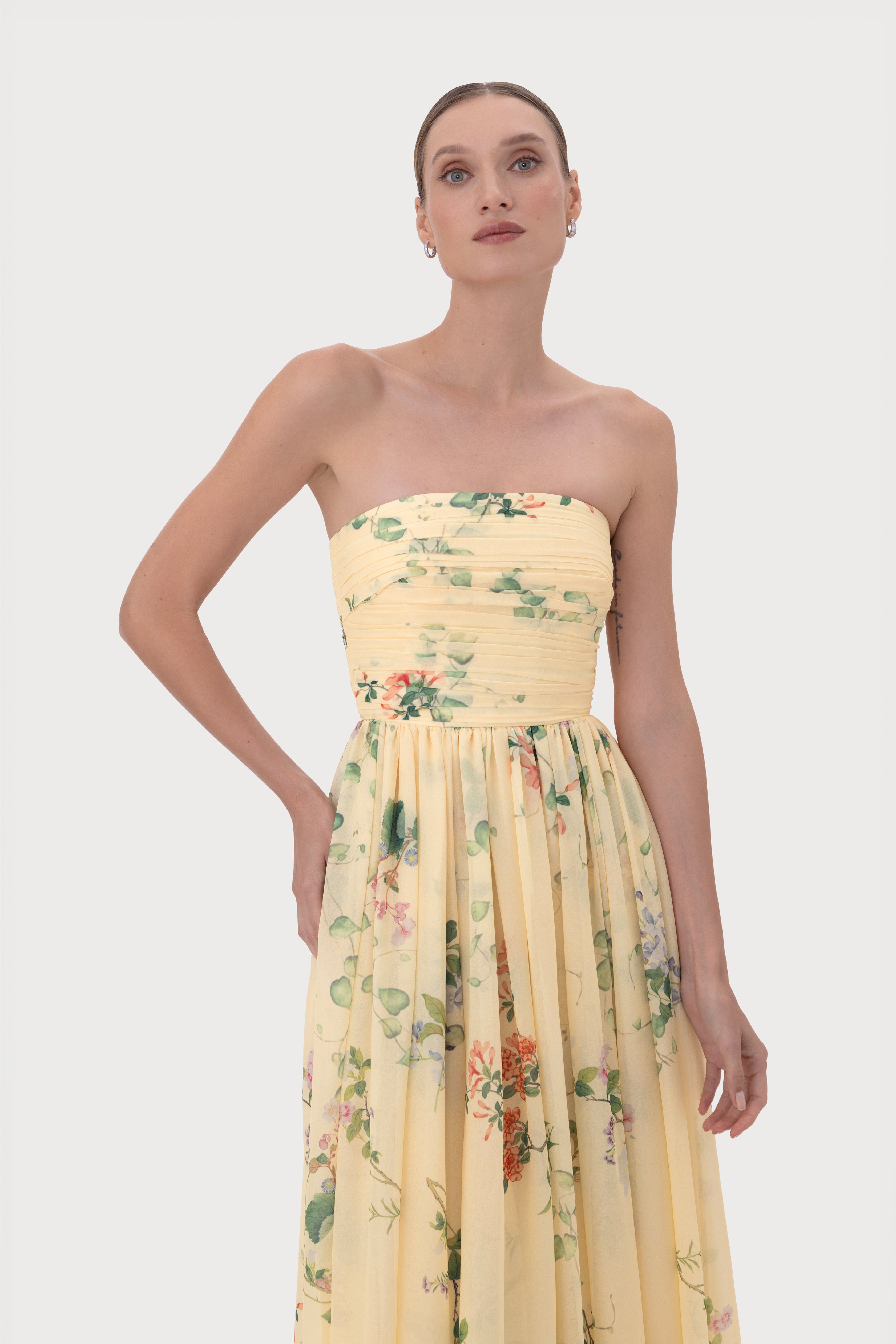 SAU LEE Camille Dress, Soft Yellow SAU LEE Camille Dress, Soft Yellow