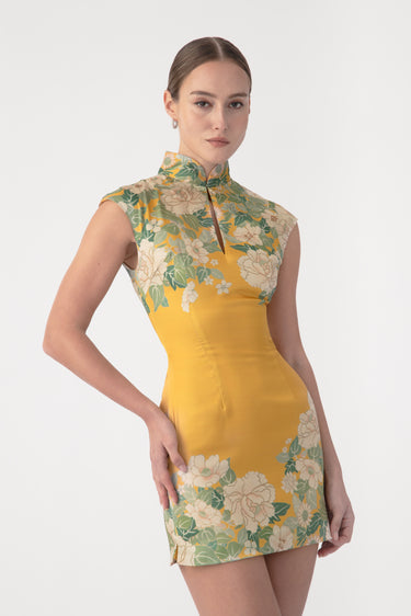 chinese satin mini dress Reali Faux Silk Satin Qipao Mini Dress Chinese Traditional Cheongsam Party Ball Retro