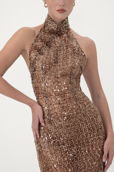 mocha sequin dress Gracie Sequin Dress SAU LEE