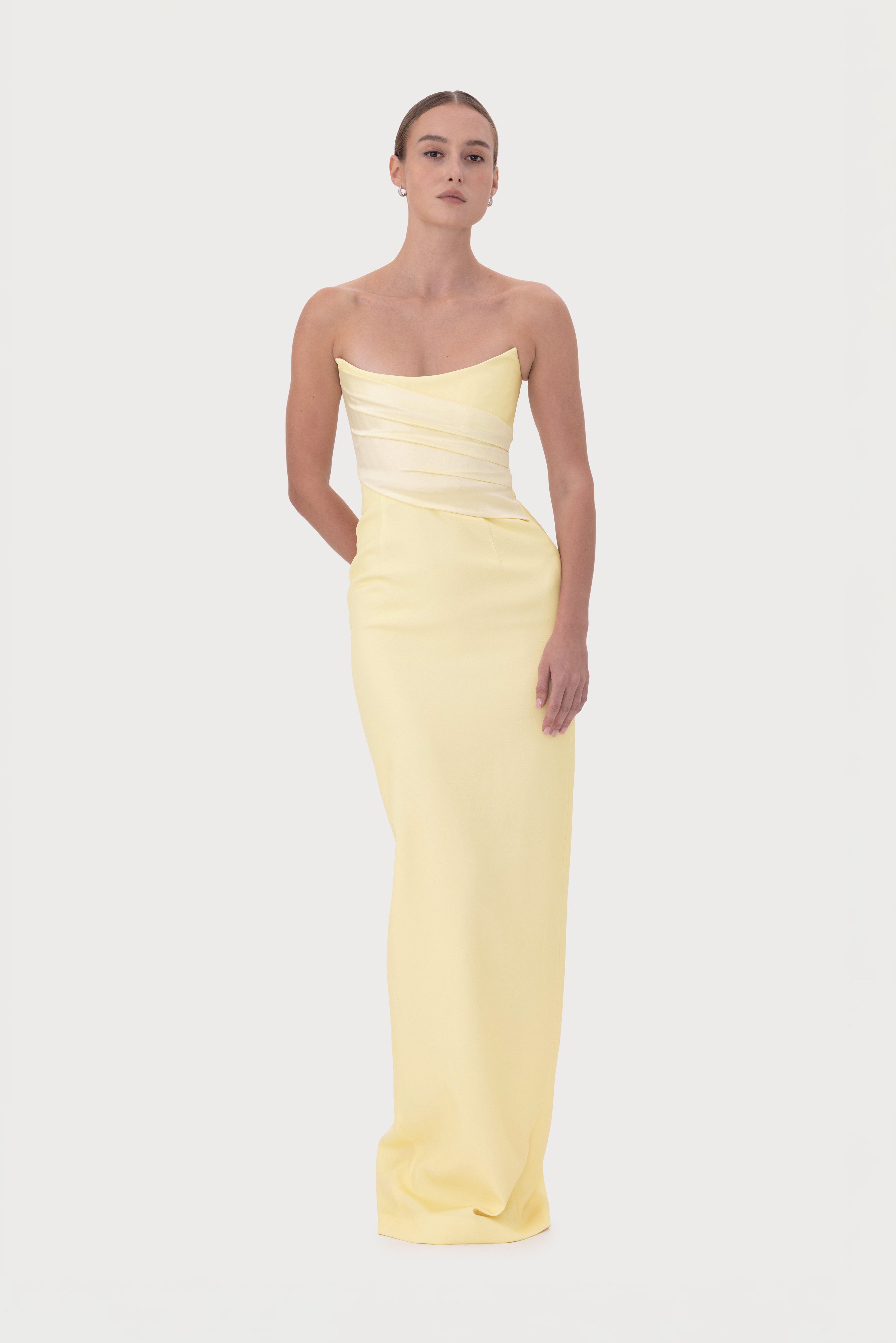 SAU LEE Louisa Gown, Pale Yellow
