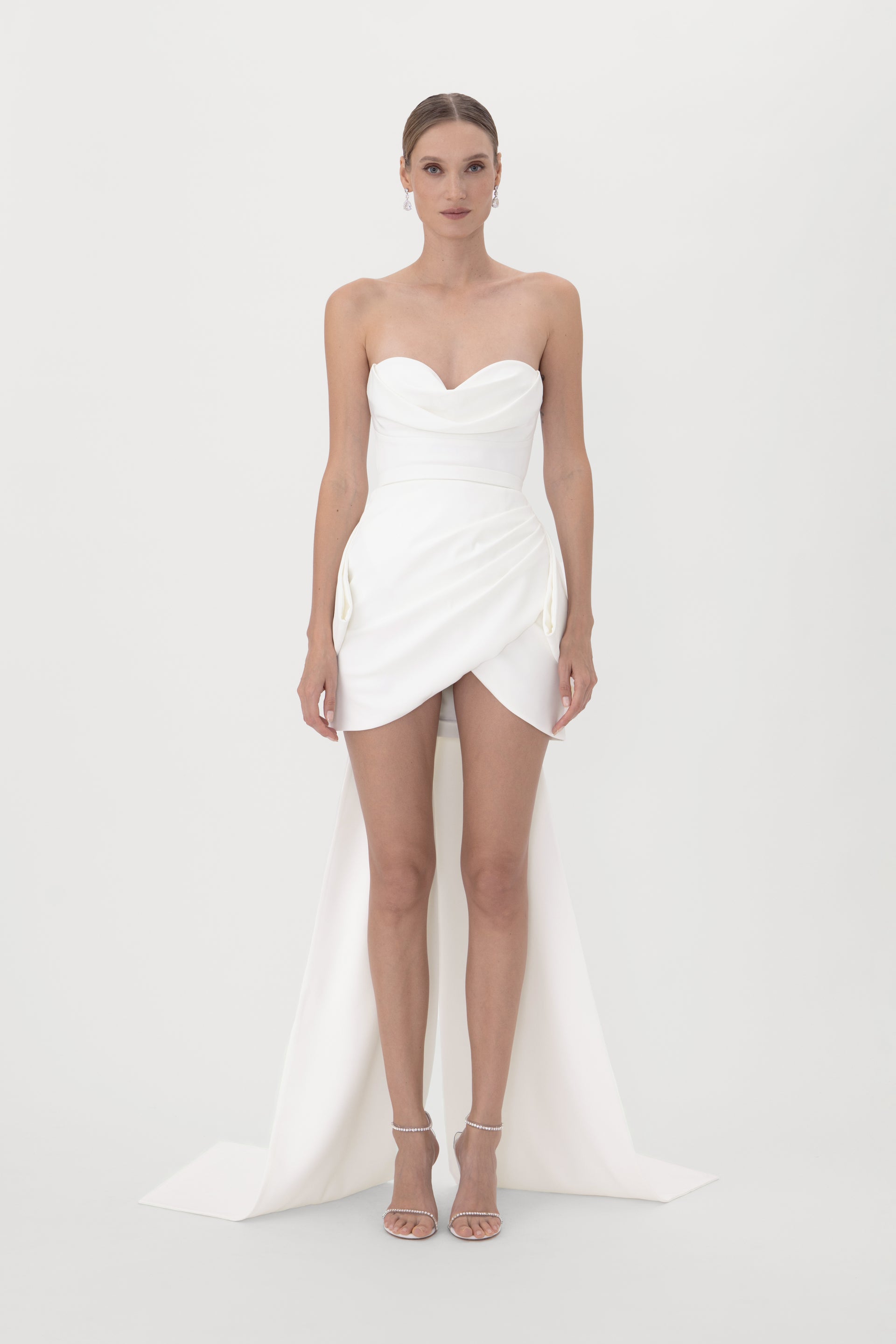 SAU LEE Thea Crepe Mini Dress, White